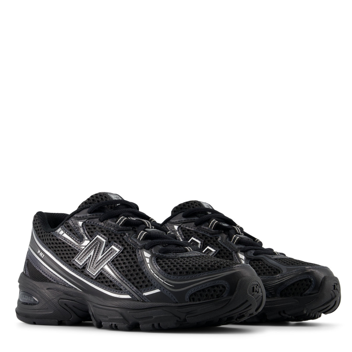 New Balance Youth 740 in Black with Silver Metallic