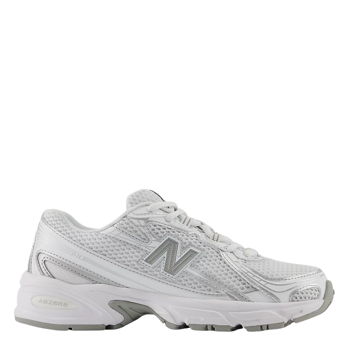 New Balance Youth 740 in White with Silver Metalic