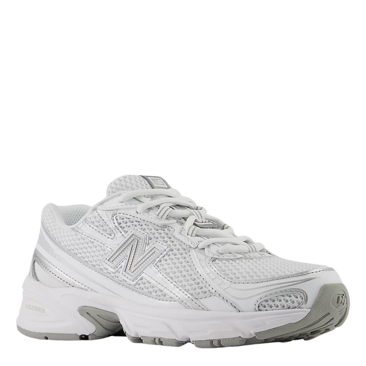 New Balance Youth 740 in White with Silver Metalic