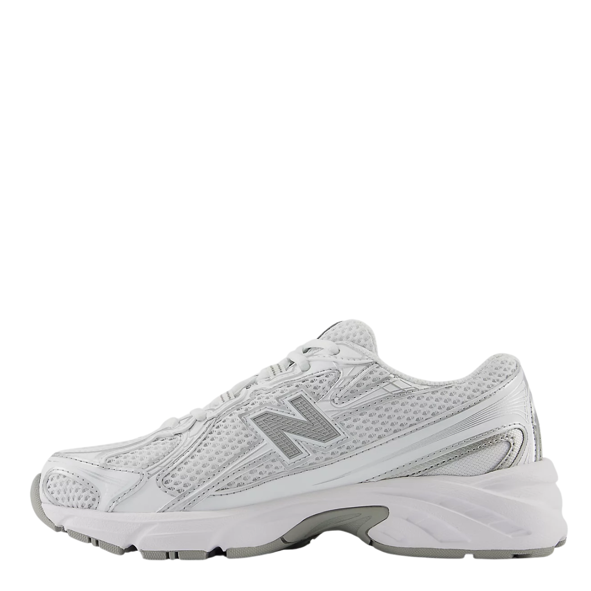 New Balance Youth 740 in White with Silver Metalic