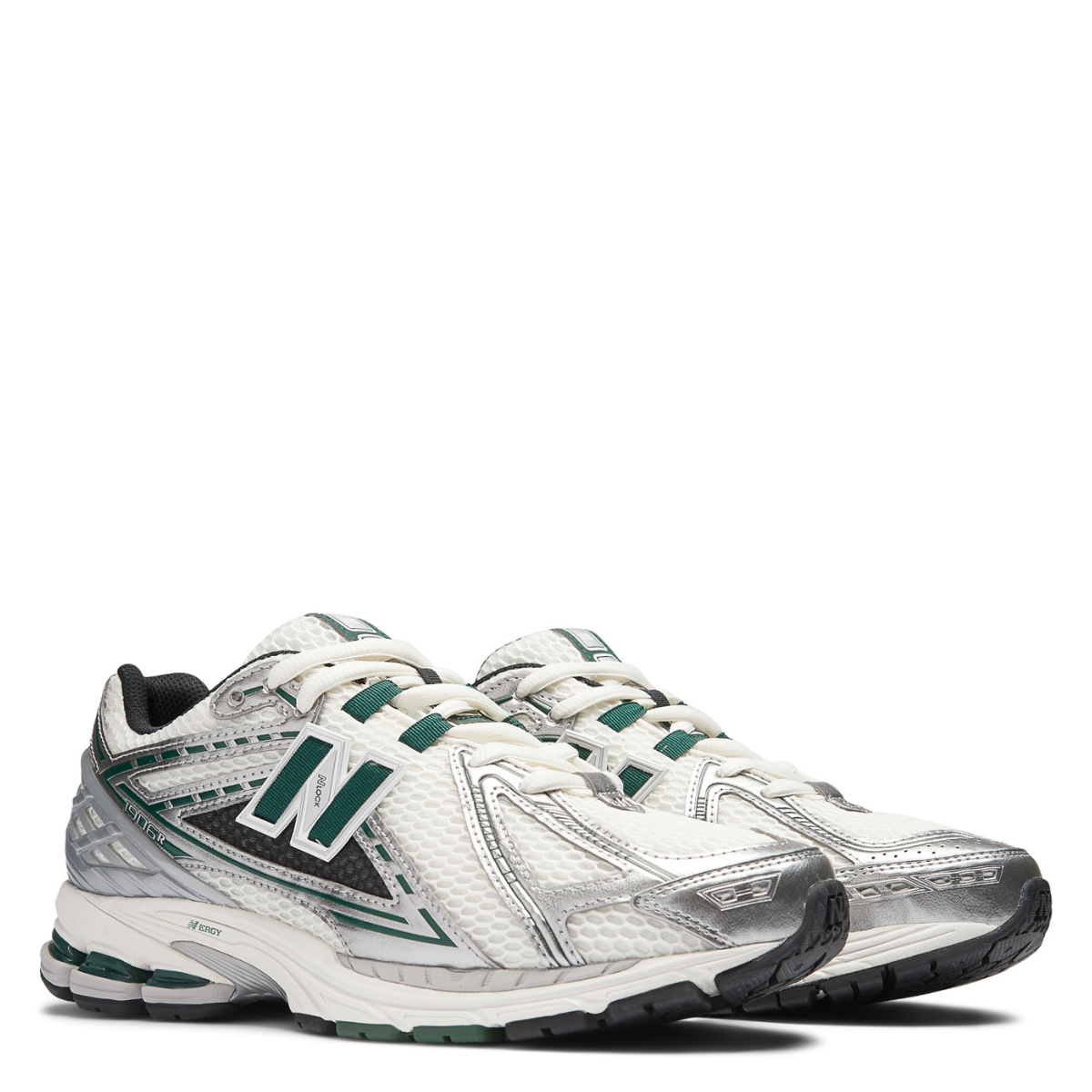 New Balance Women's 1906R in Silver Metallic with Green and Sea Salt