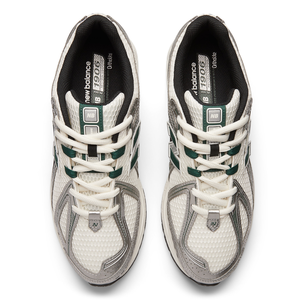 New Balance Women's 1906R in Silver Metallic with Green and Sea Salt