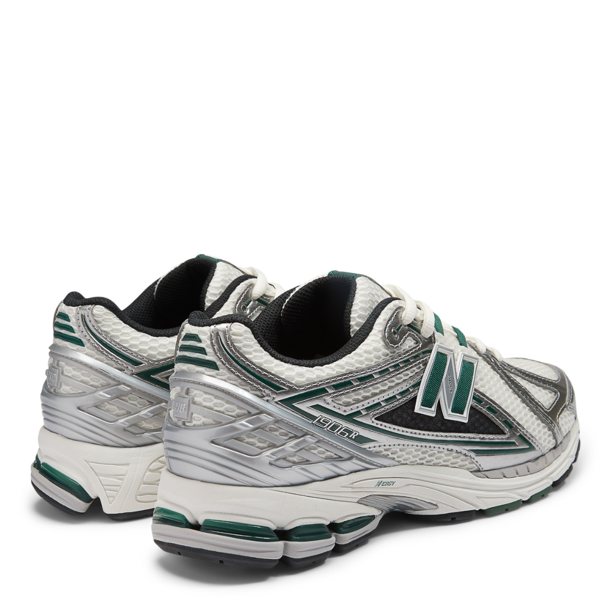 New Balance Women's 1906R in Silver Metallic with Green and Sea Salt
