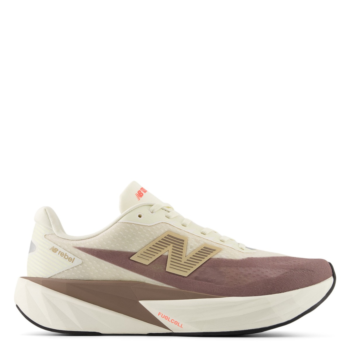 New Balance FuelCell Rebel v5 in Angora with Earth Shadow and Sea Salt