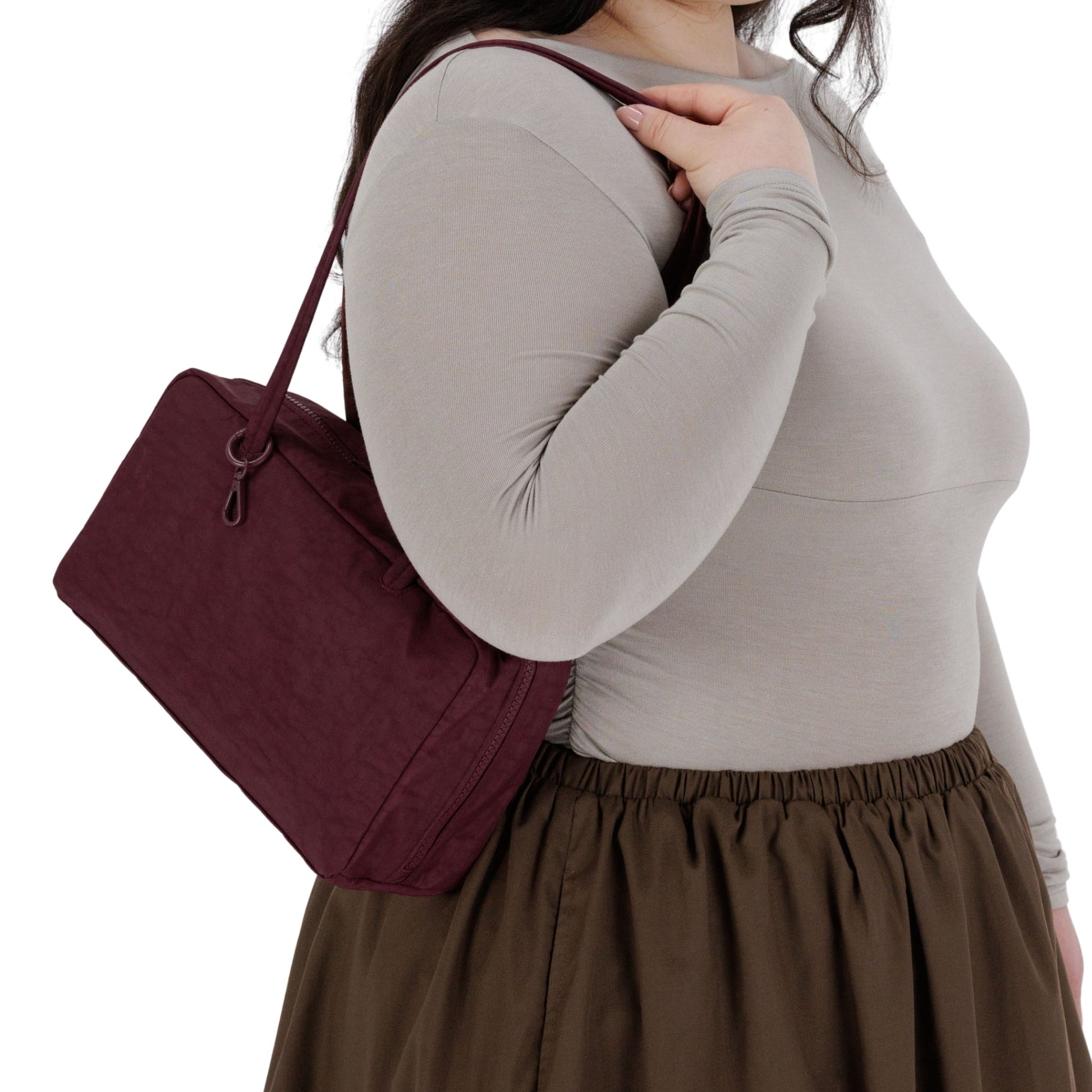 Baggu Nylon Bowler Bag in Mahogany