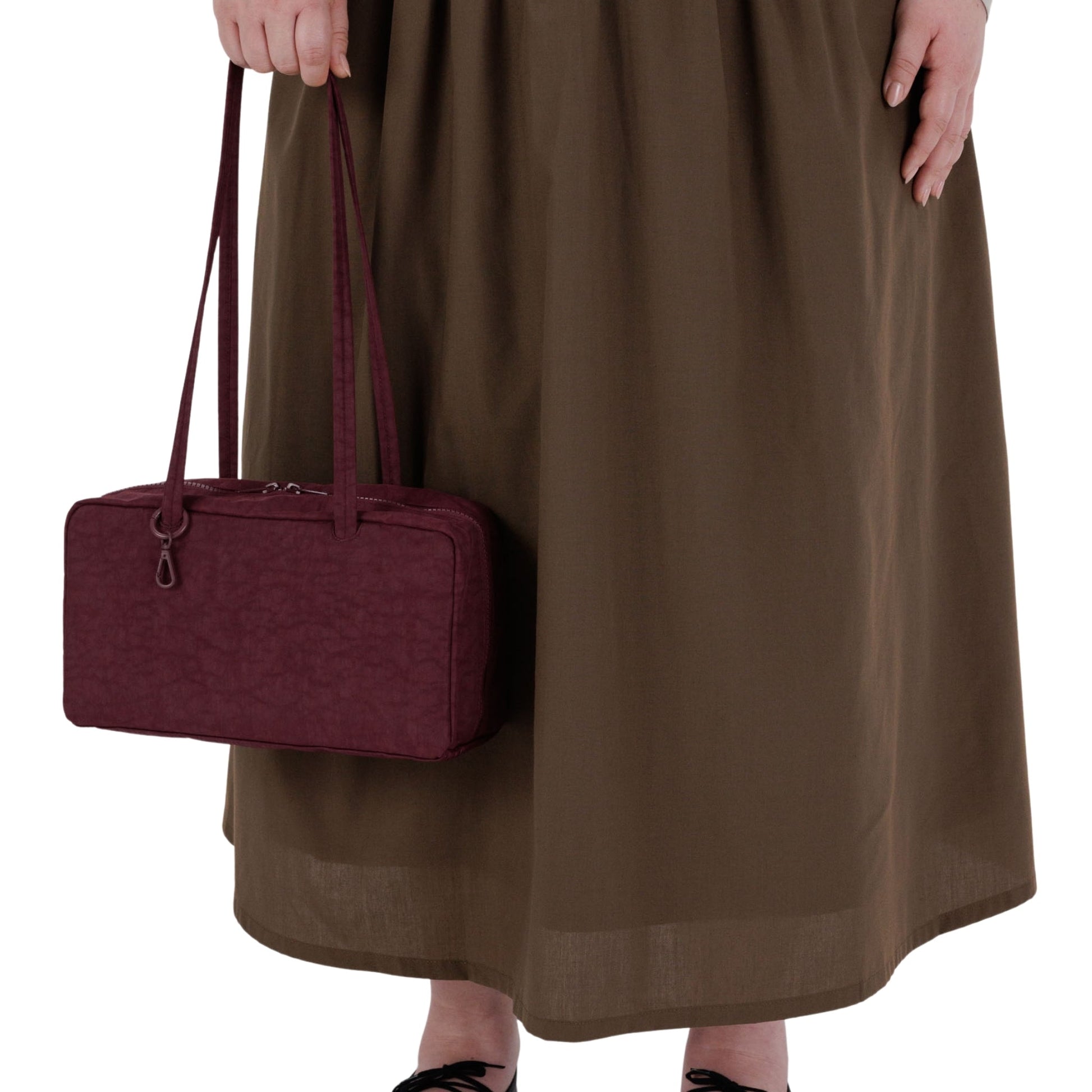 Baggu Nylon Bowler Bag in Mahogany