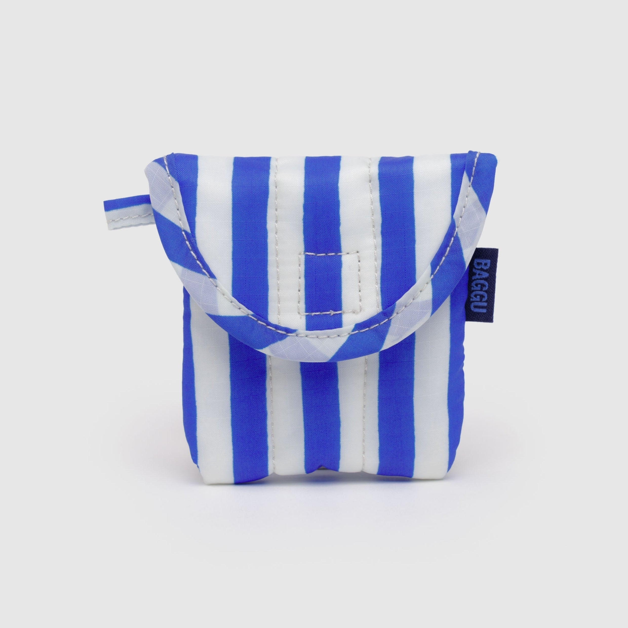 Baggu Puffy Earbuds Case in Blue Painted Stripe