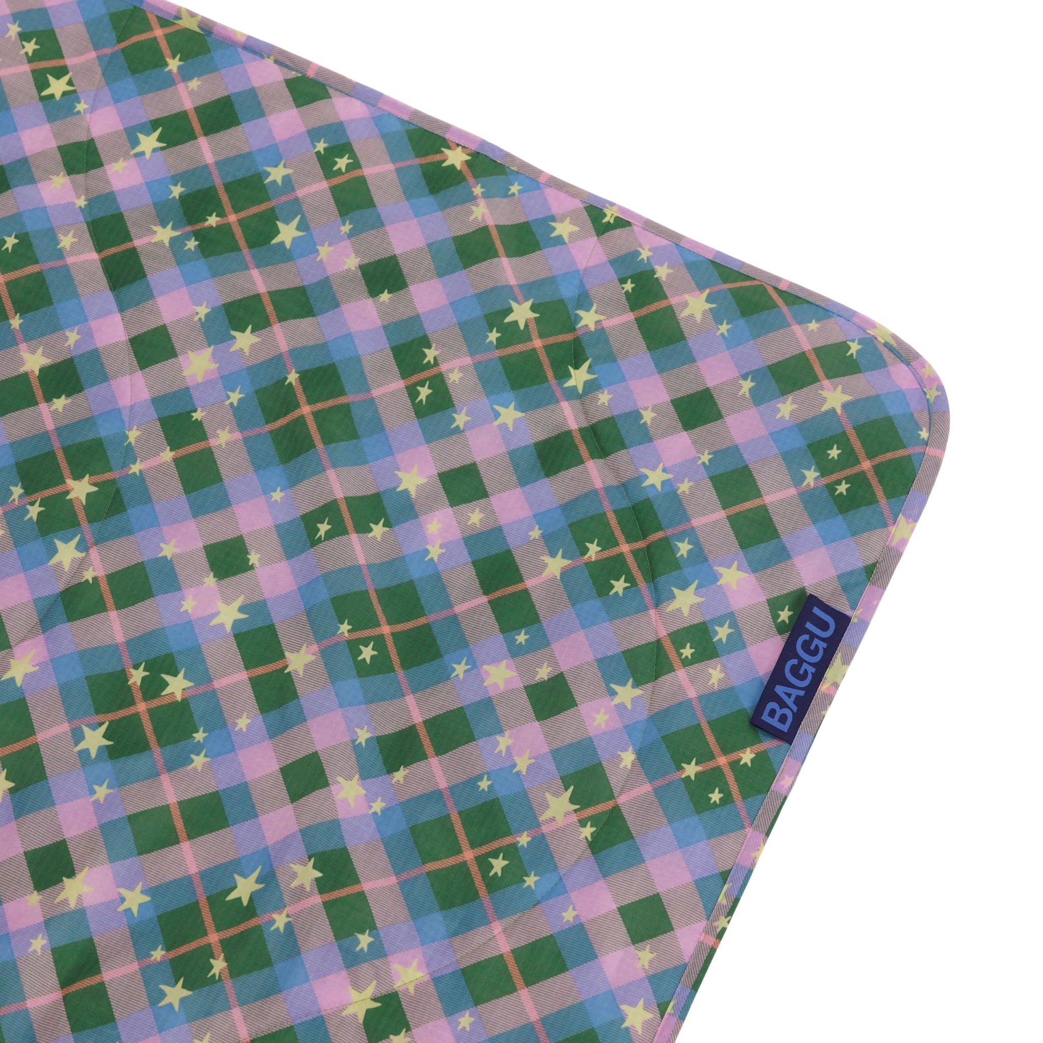 Baggu Puffy Picnic Blanket in Green Star Plaid