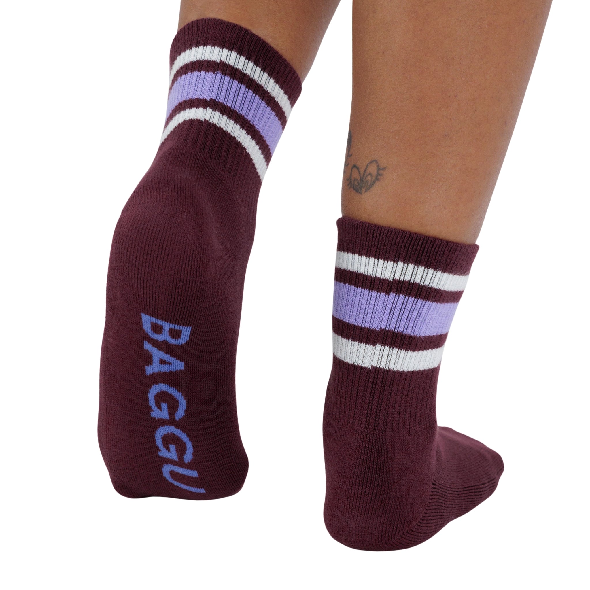 Baggu Ribbed Sock in Mahogany Stripe