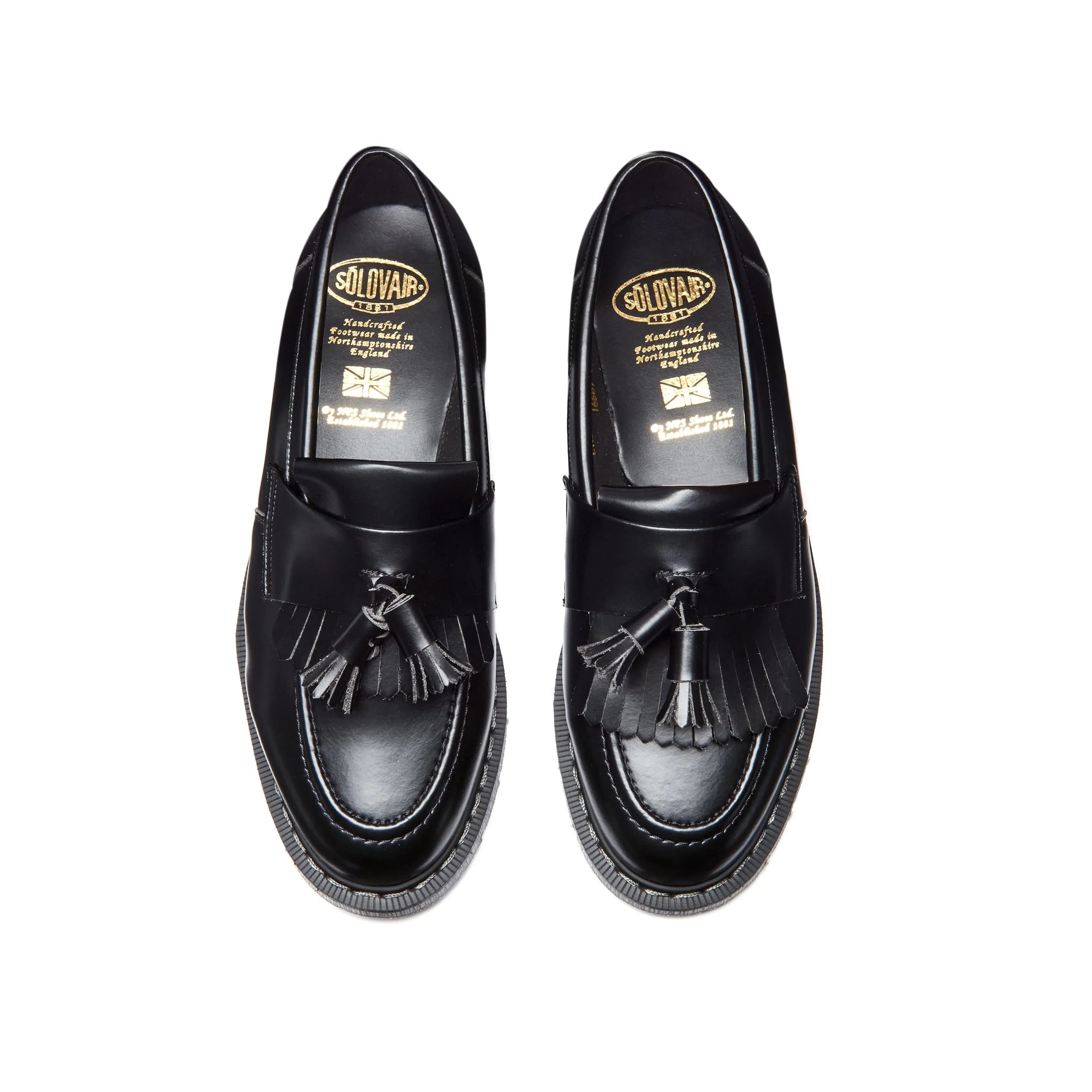 Solovair Tassel Loafer in Black Hi-Shine