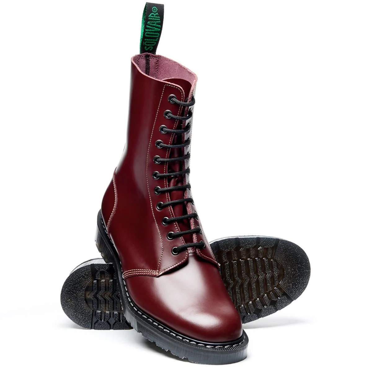 Solovair 11 Eye Astronaut Boot in Oxblood Hi-Shine