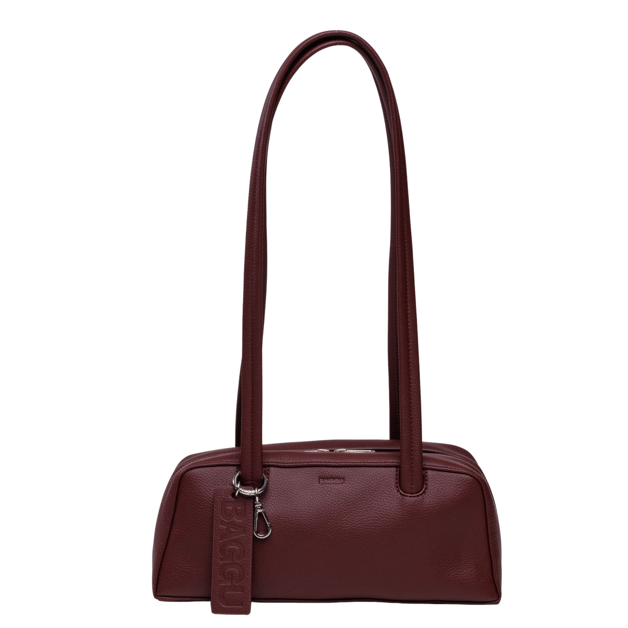 Baggu Small Recycled Leather Bowler Bag in Mahogany