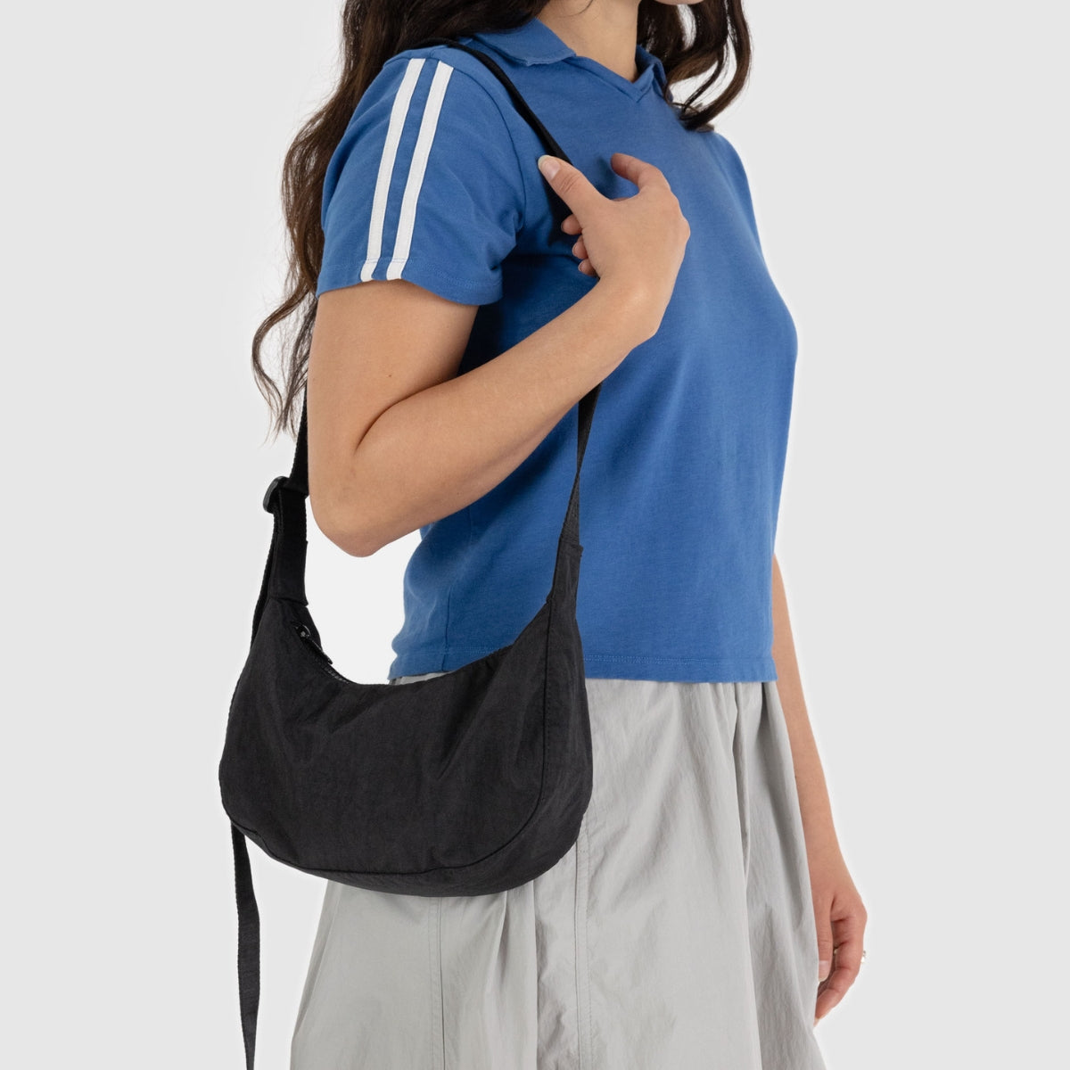 Baggu Small Nylon Crescent Bag in Black