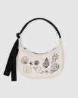 Baggu Small Nylon Crescent Bag in Embroidered Shells