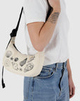 Baggu Small Nylon Crescent Bag in Embroidered Shells