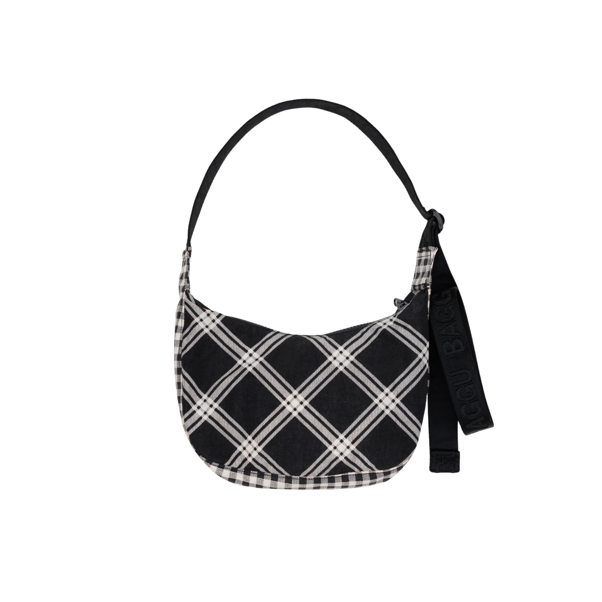 Baggu Small Nylon Crescent Bag in Mixed Plaid