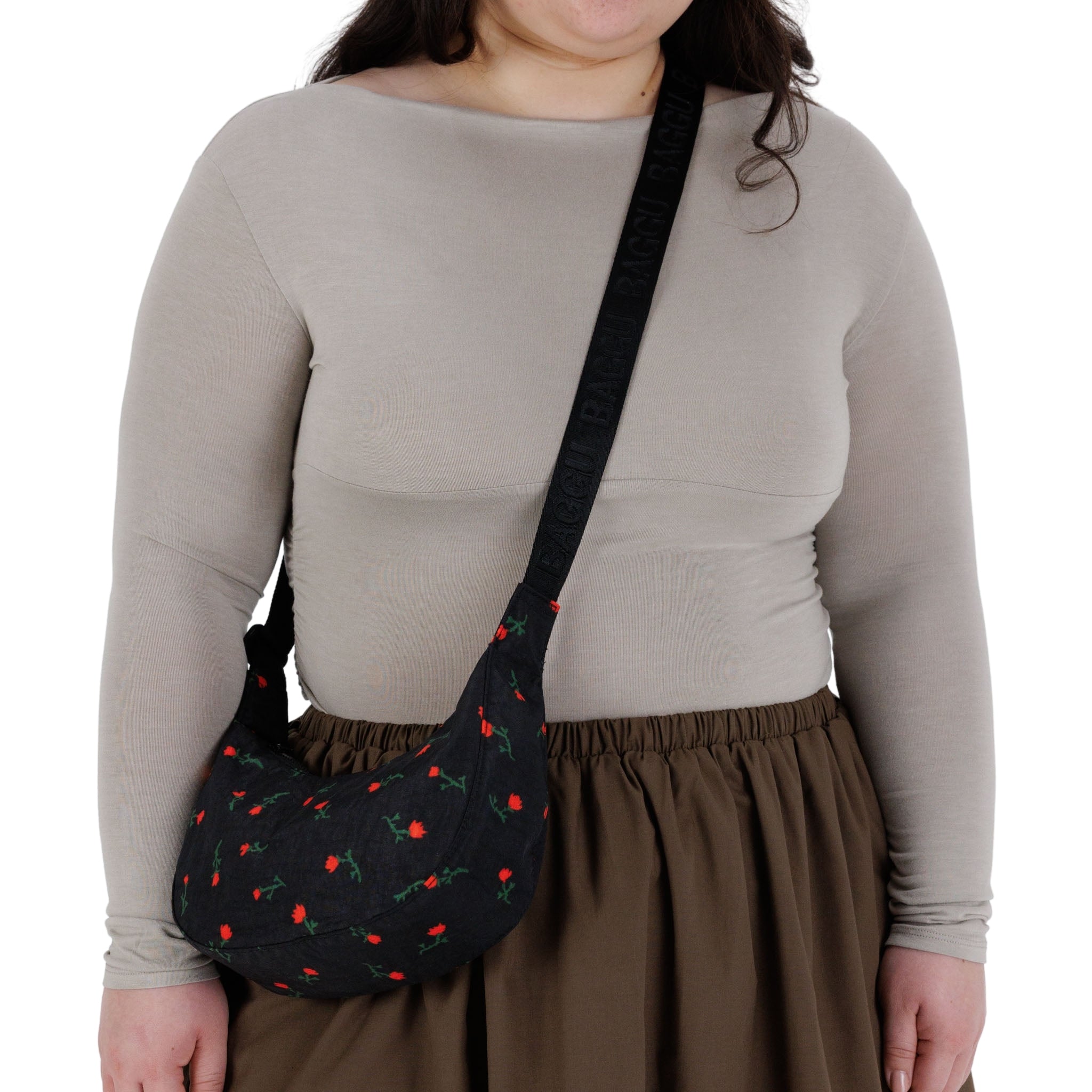 Baggu Small Nylon Crescent Bag in Painted Wildflower