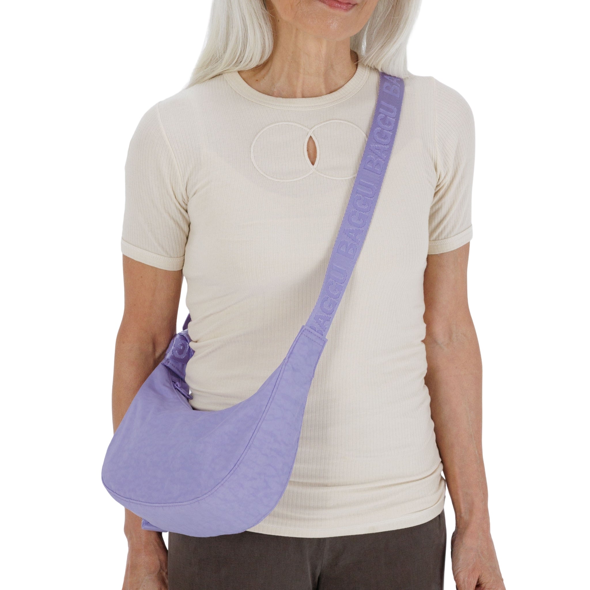 Baggu Small Nylon Crescent Bag in Wisteria