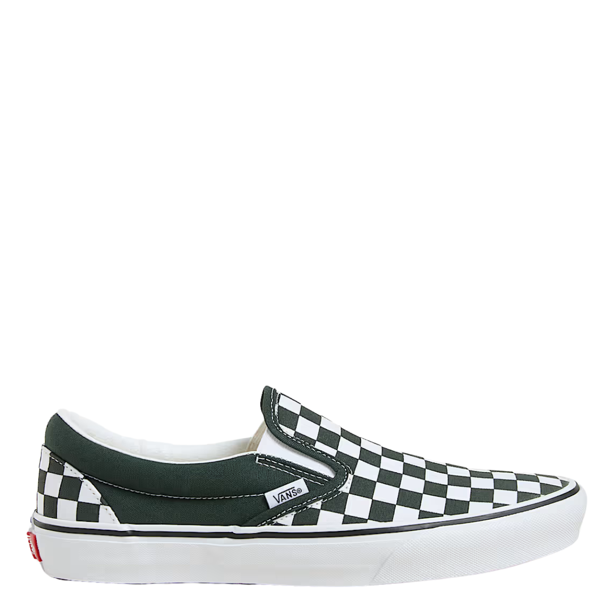 Vans Men's Checkerboard Classic Slip-On in Scarab Green/White