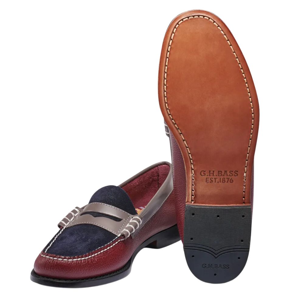 G.H. Bass Men&#39;s Larson Tri Color Weejuns Loafer in Wine Multi