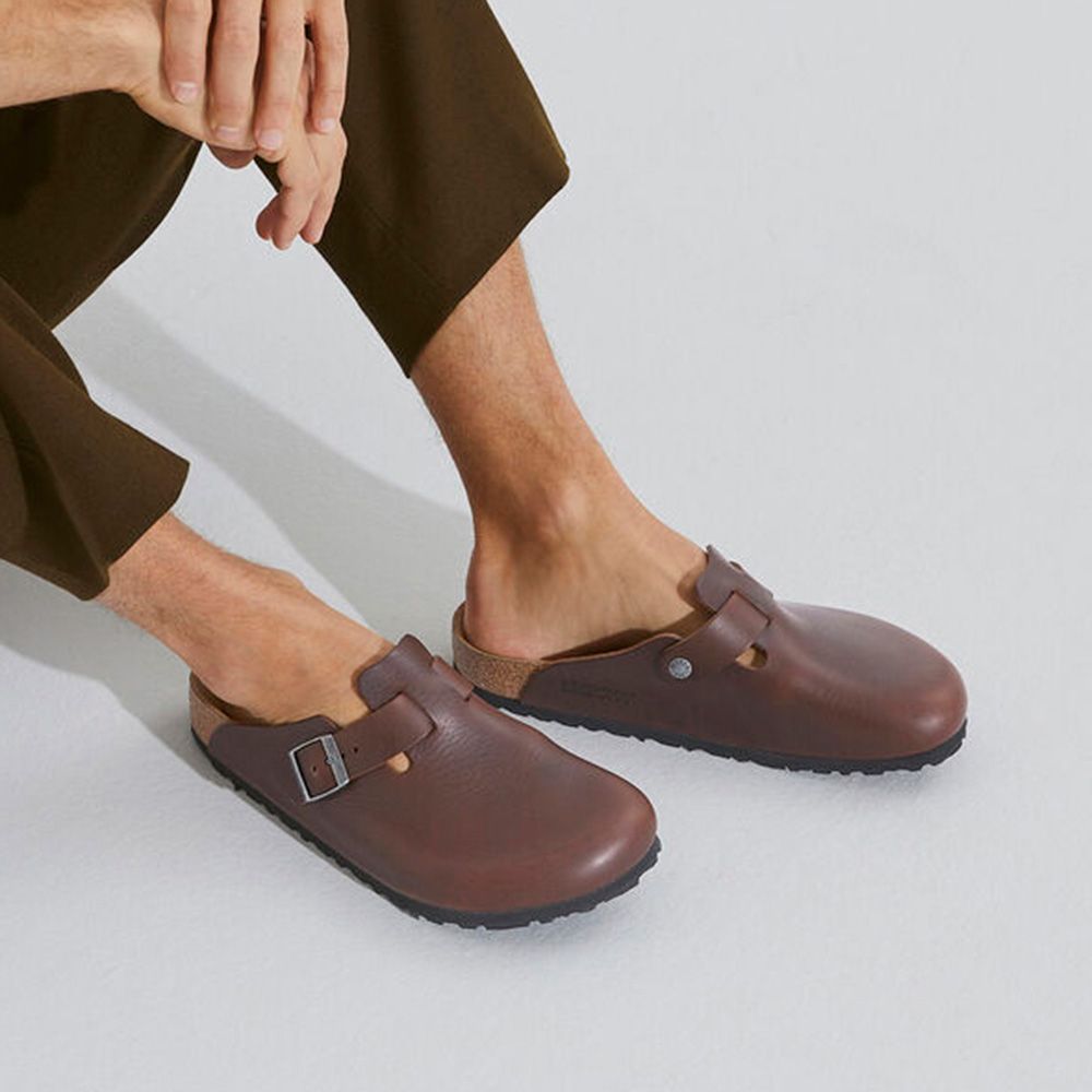 Birkenstock Men's Boston Grip Leather in Vintage Wood Roast