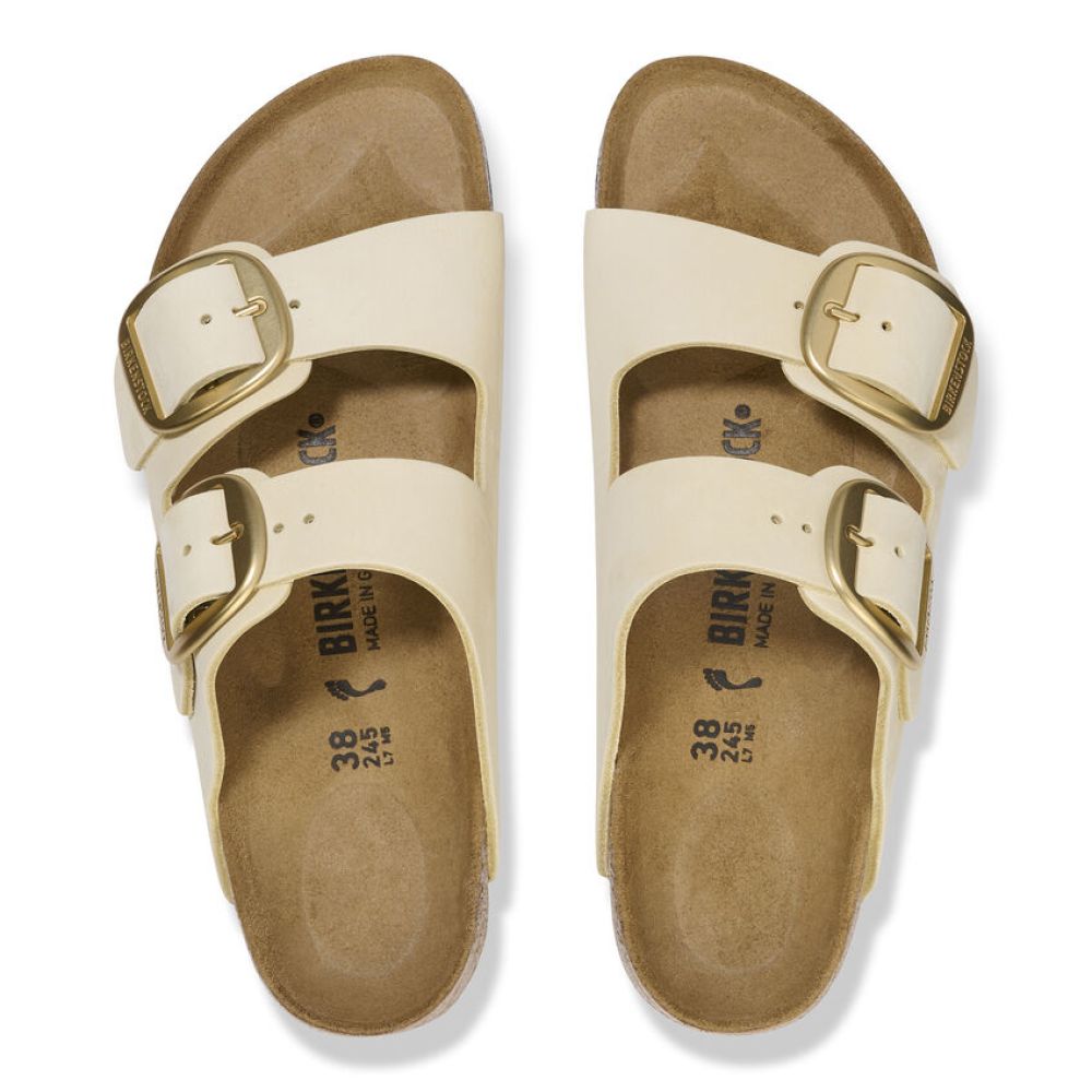 Birkenstock Women&#39;s Arizona Big Buckle Nubuck Leather in Ecru (Narrow WIdth)