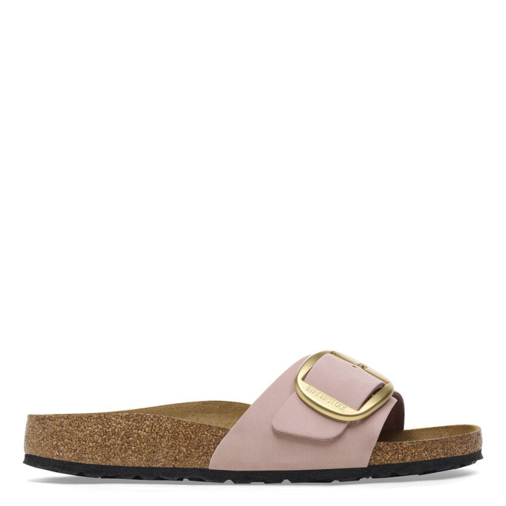 Birkenstock Women&#39;s Madrid Big Buckle Nubuck Leather in Soft Pink (Narrow WIdth)