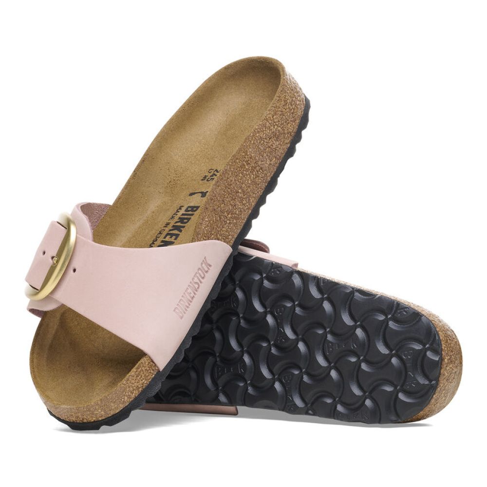 Birkenstock Women&#39;s Madrid Big Buckle Nubuck Leather in Soft Pink (Narrow WIdth)