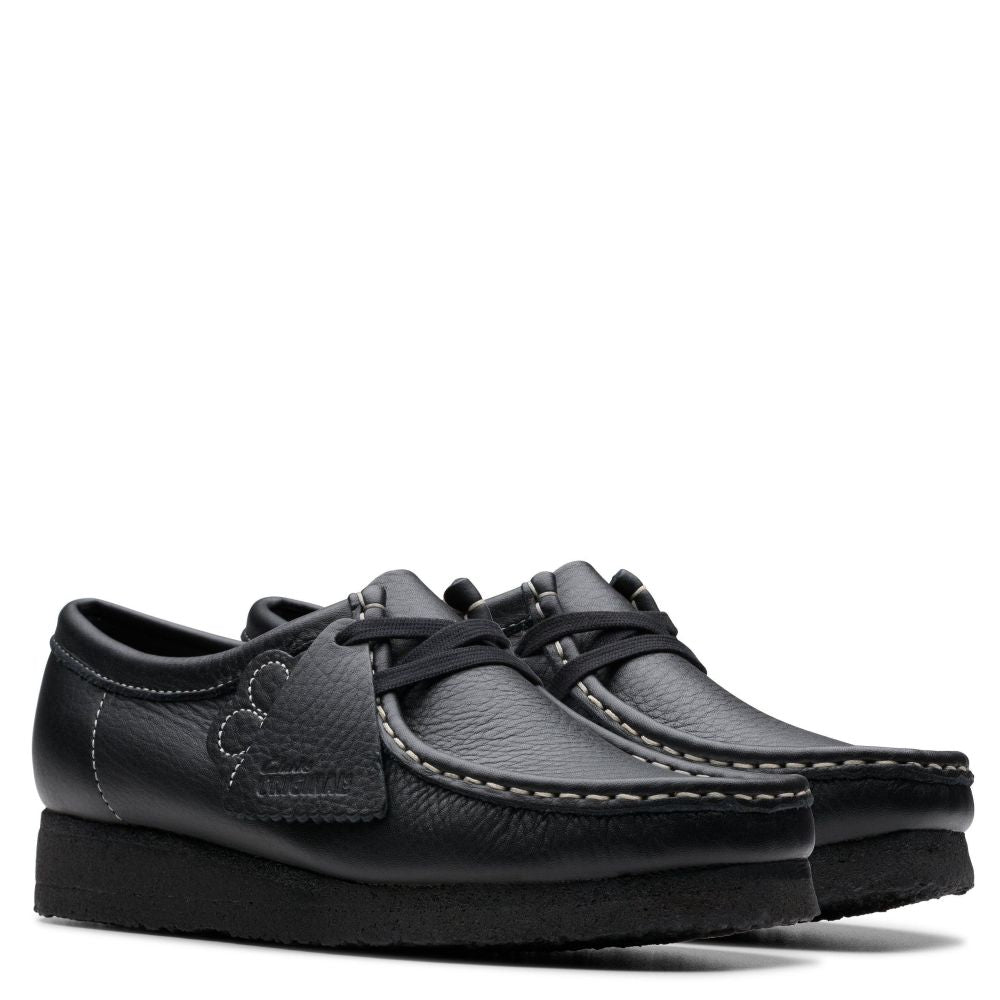 Clarks Women's Wallabee in Black Tumbled Leather
