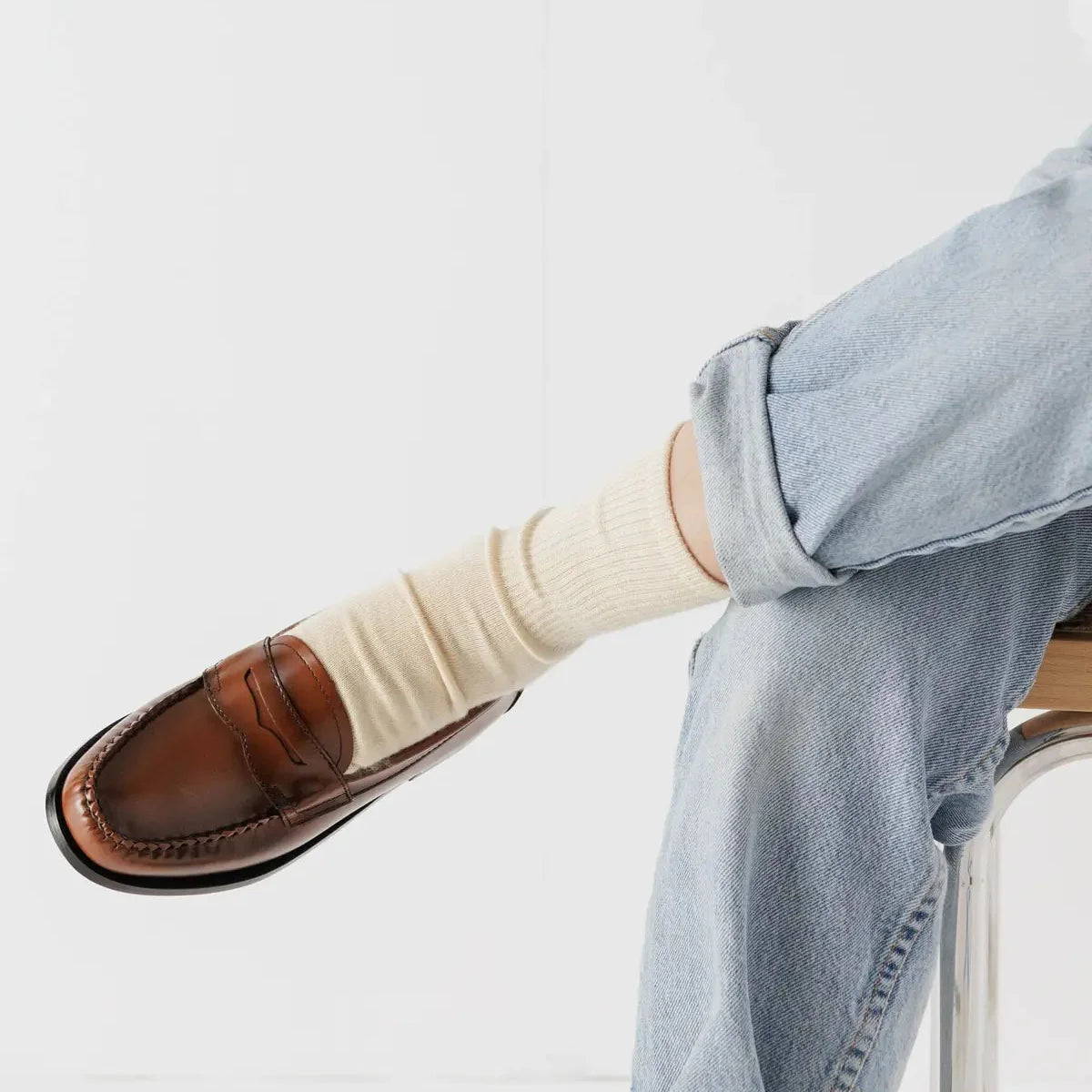 Baggu Ribbed Sock in Ecru