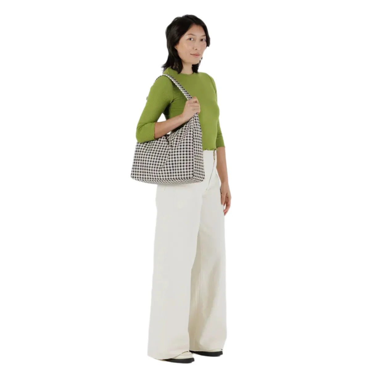 Baggu Nylon Shoulder Bag in Black & White Gingham
