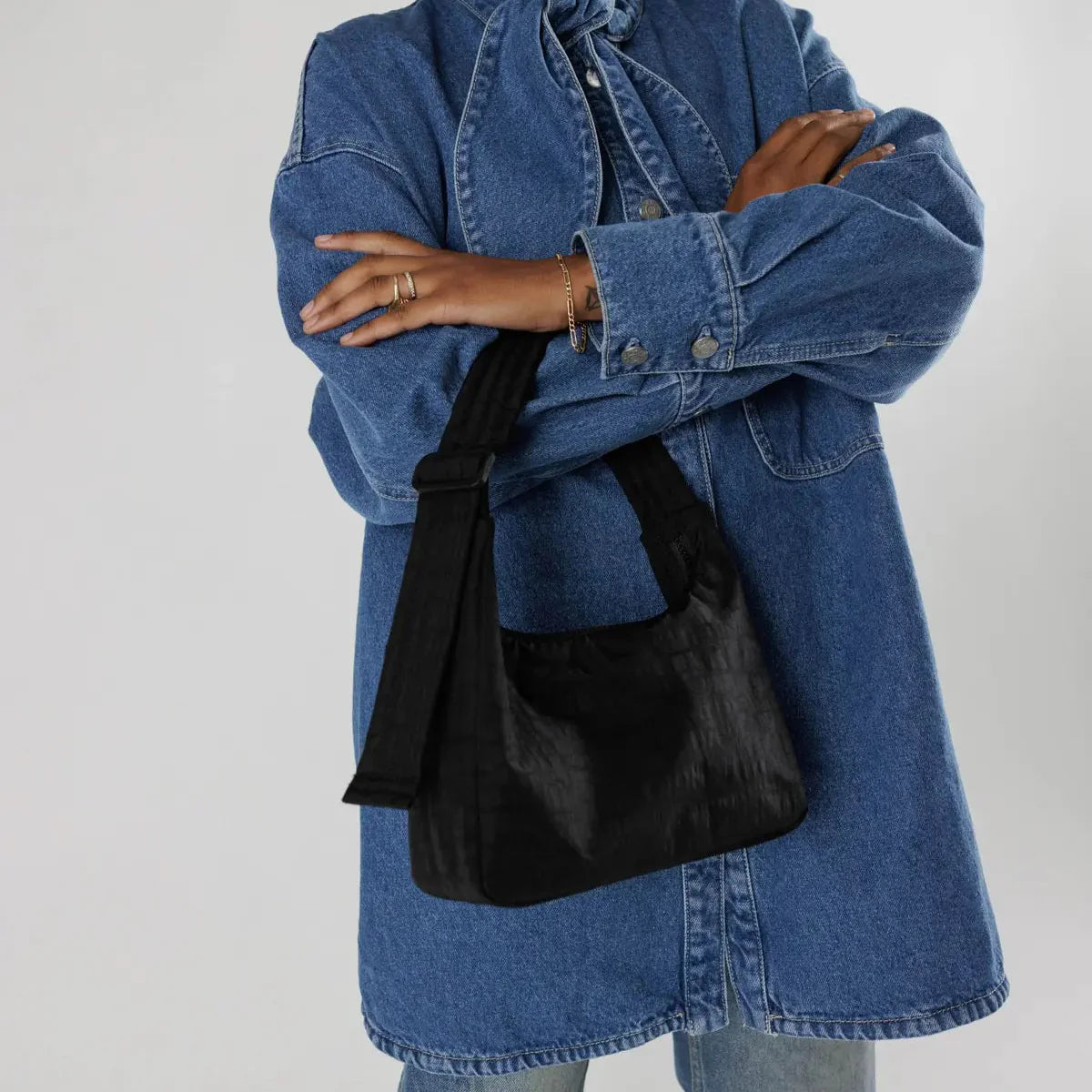 Baggu Mini Nylon Shoulder Bag in Black