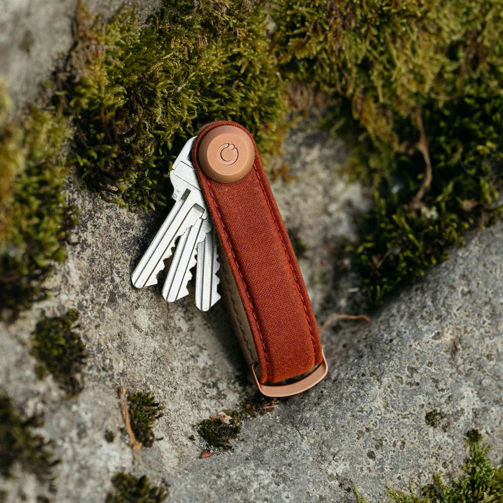 Orbitkey Key Organiser Waxed Canvas in Brick Red
