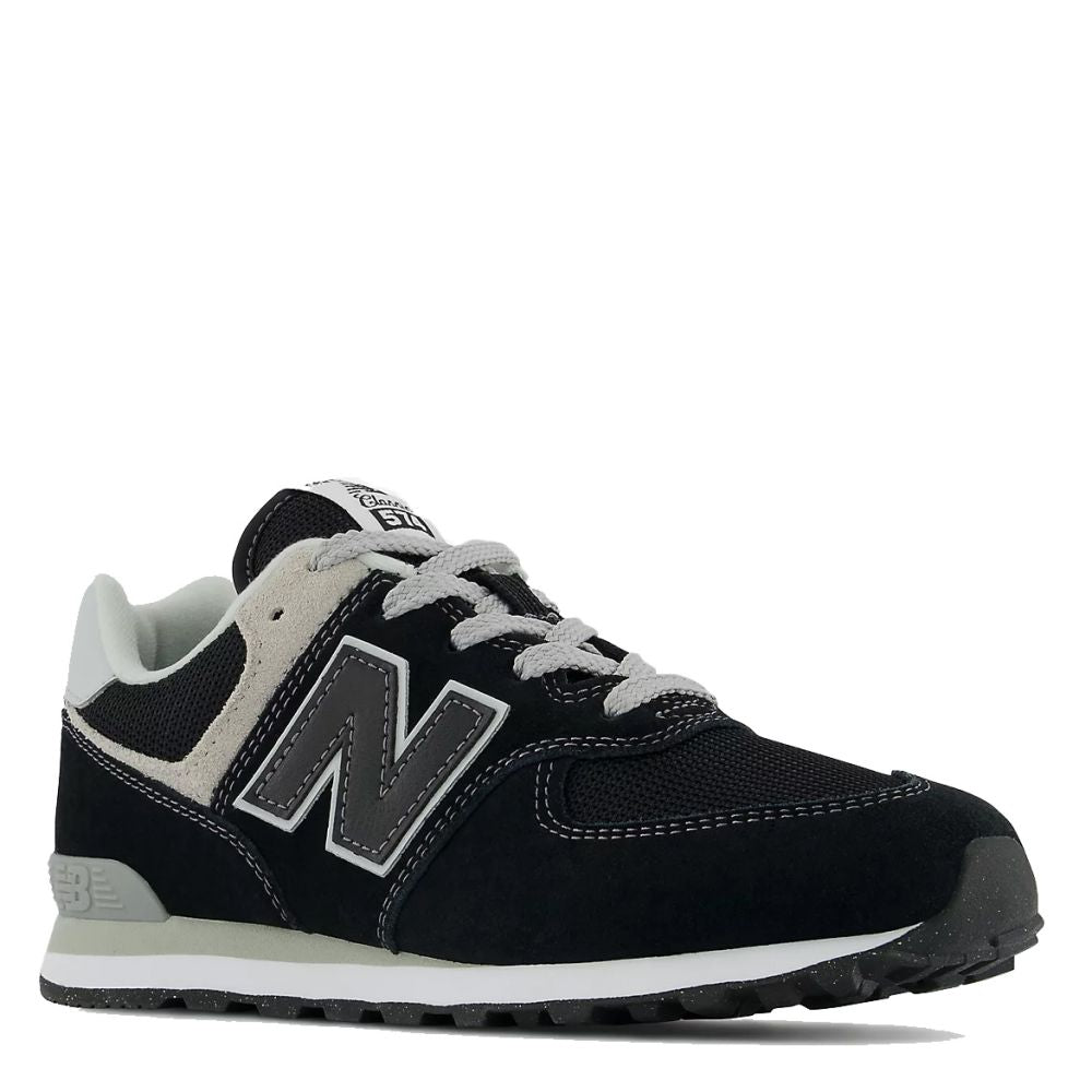 New Balance Youth 574 in Black with White