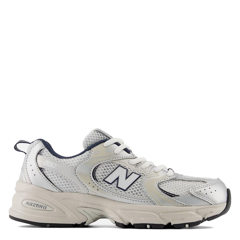New Balance Youth 530 in Summer Fog with Nimbus Cloud and NB Navy