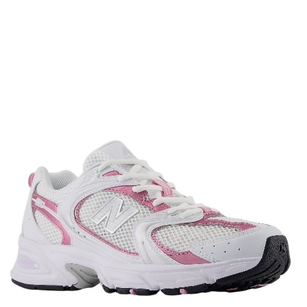 New Balance Women's 530 in White with Pink Sugar and Silver Metallic