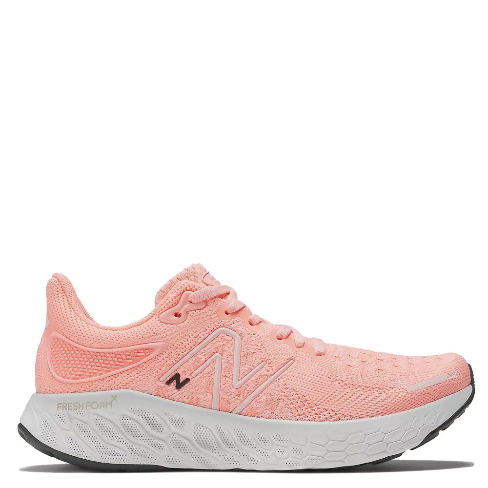 New Balance Women&#39;s Fresh Foam X 1080v12 in Grapefruit with Washed Pink and Quartz Grey