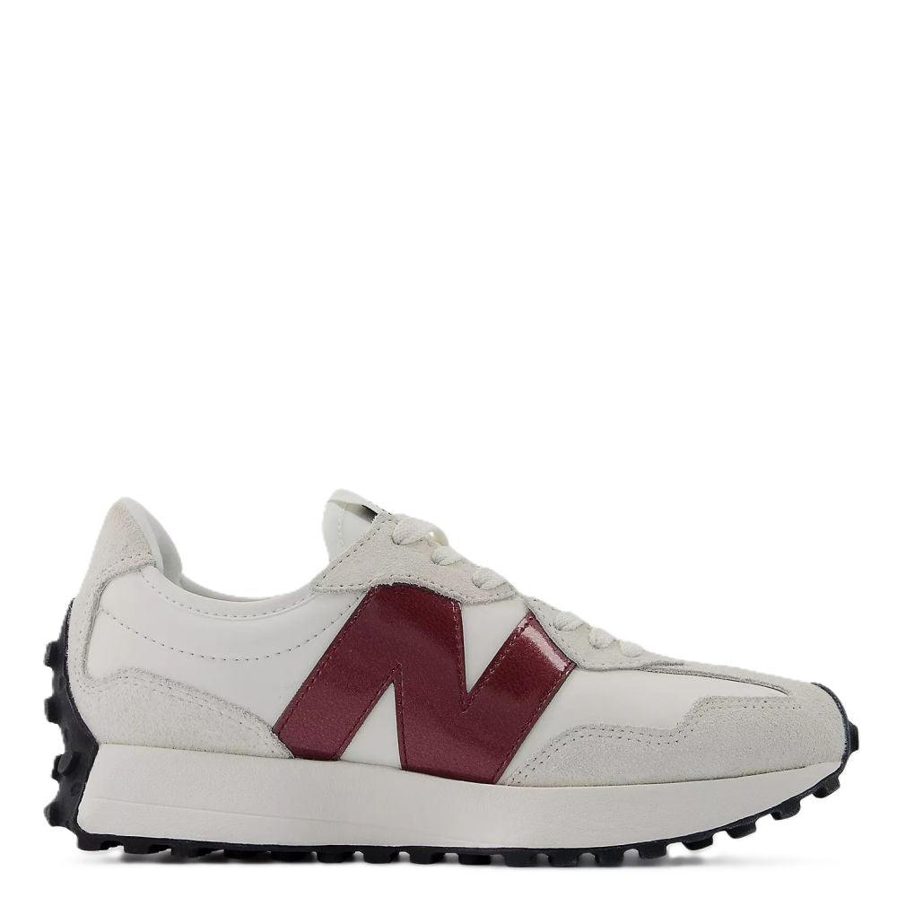 New Balance Women's 327 in Sea Salt with Monarch Burgundy