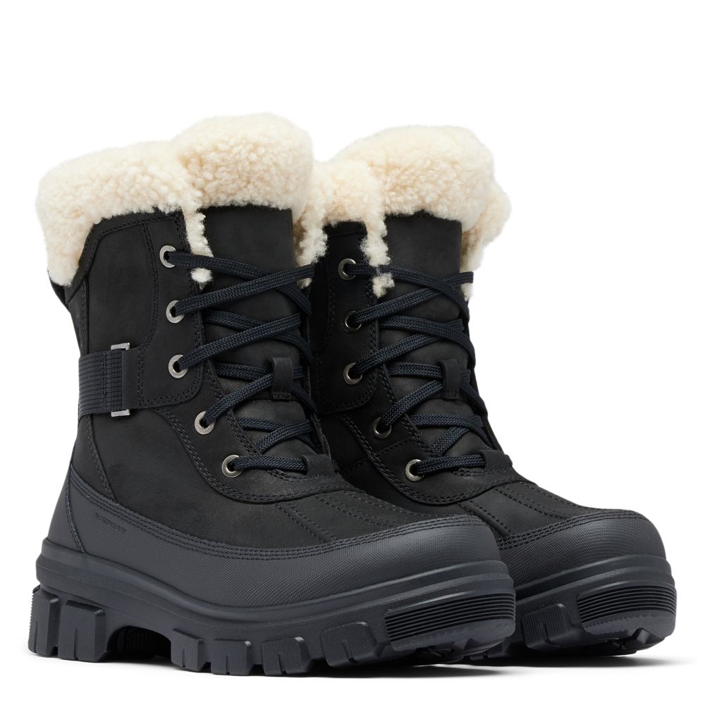 Sorel Women's Tivoli V Parc Waterproof Boot in Black/Sea Salt