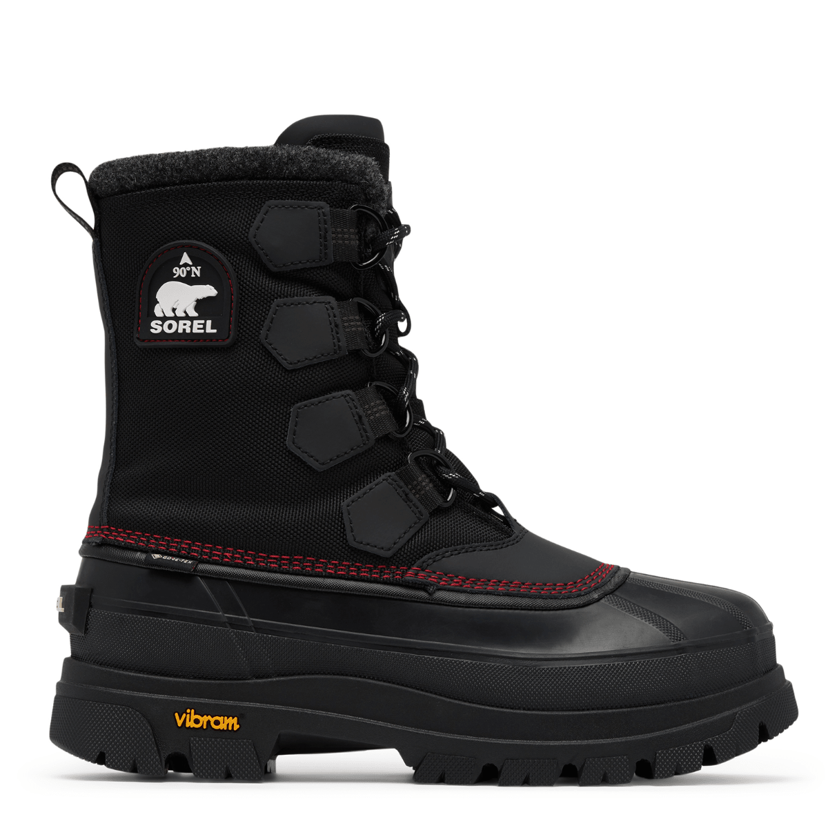 [ソレル] CARIBOU BLACK Sorel Men's Caribou Horizon GTX in Black/Bright Red