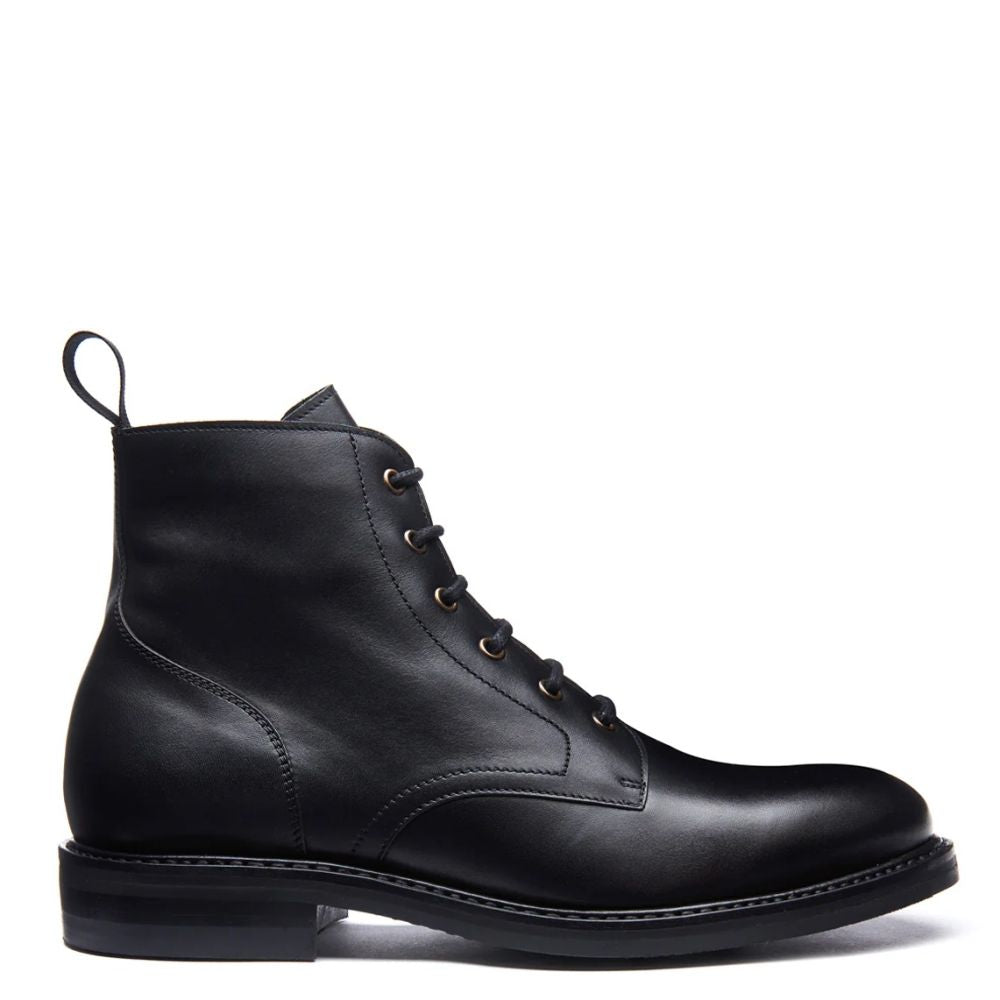 Solovair Men's 6 Eye Derby Boot in Black Calf