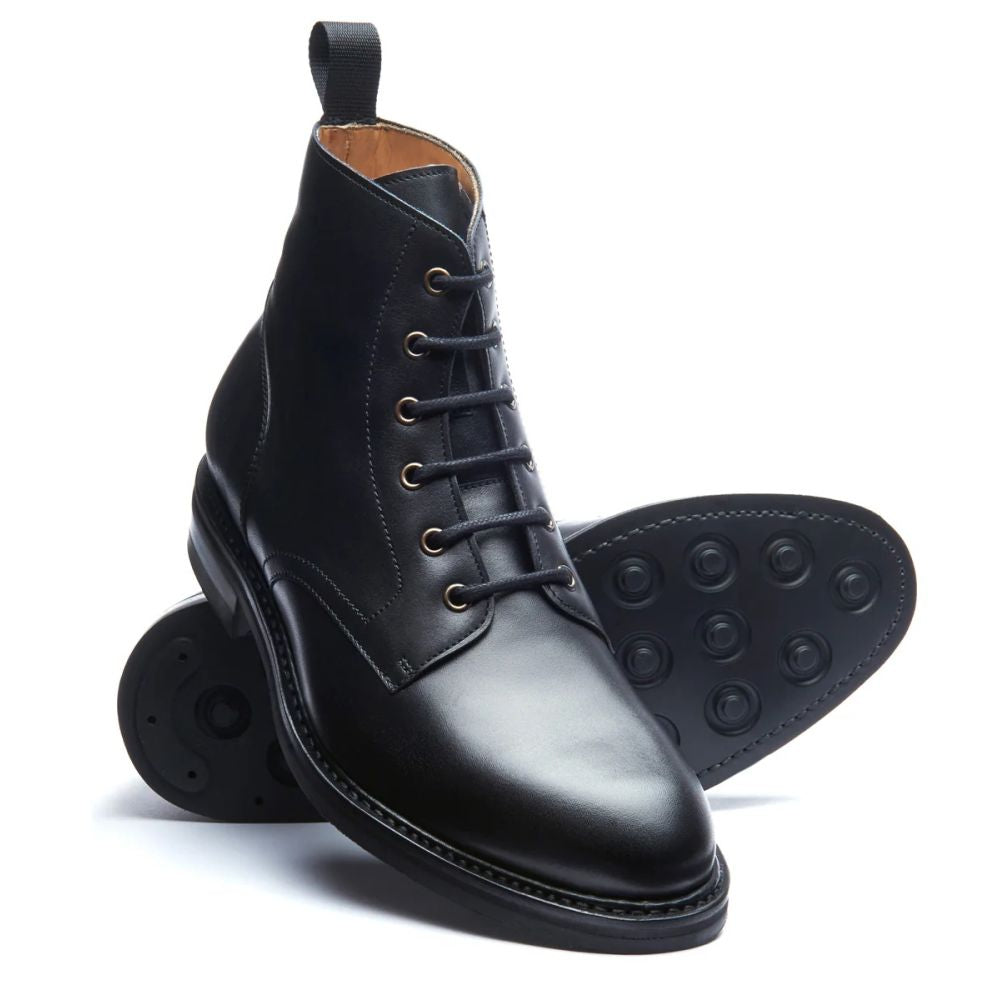 Solovair Men's 6 Eye Derby Boot in Black Calf