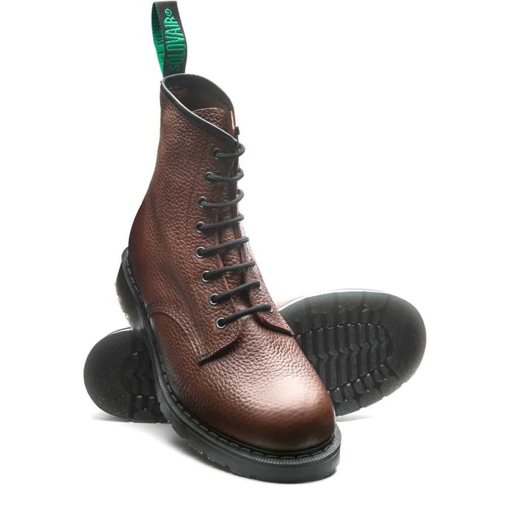 Solovair 8 Eye Derby Boot in Gaucho Brown Grain