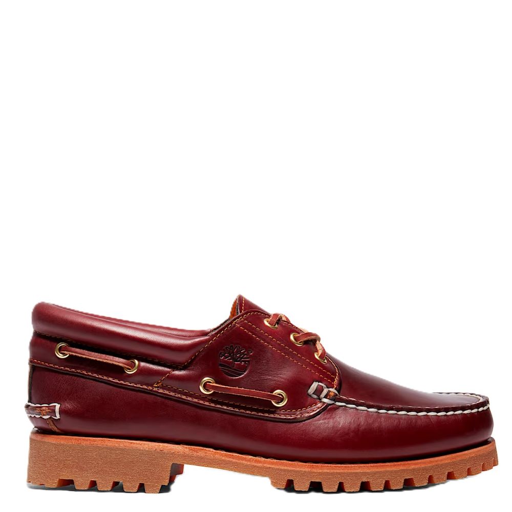 Timberland Men's Authentics 3-Eye Boat Shoe in Burgundy