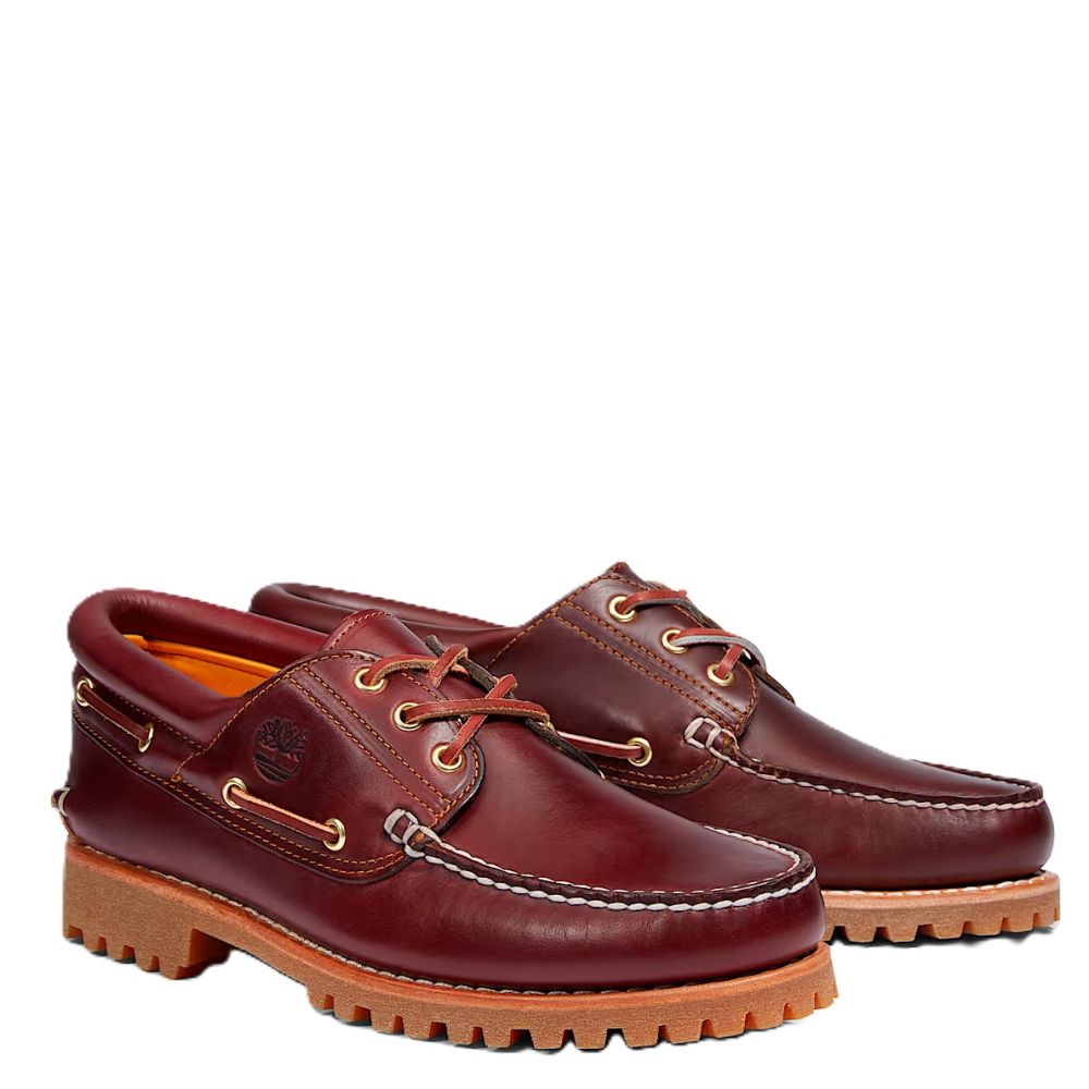 Timberland Men's Authentics 3-Eye Boat Shoe in Burgundy