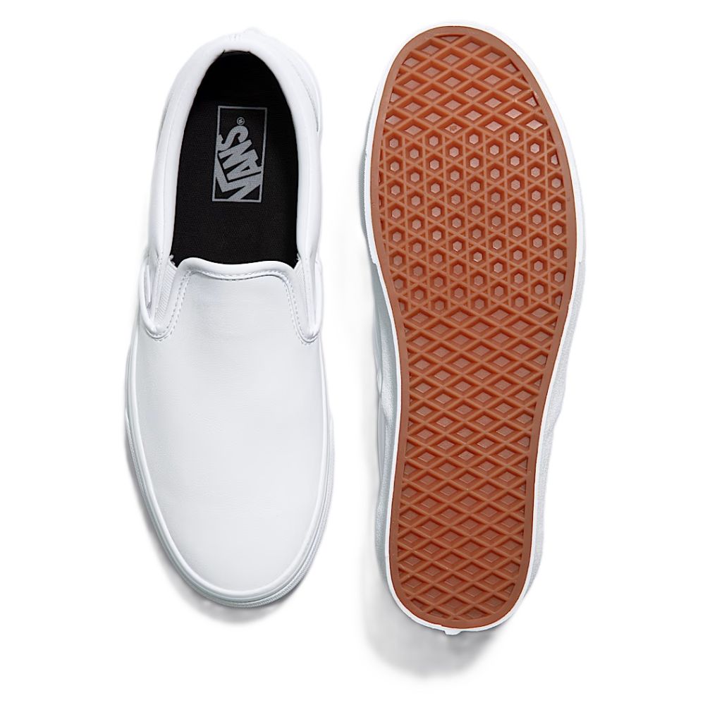 Vans Women's Classic Slip-On Tumble Leather in White
