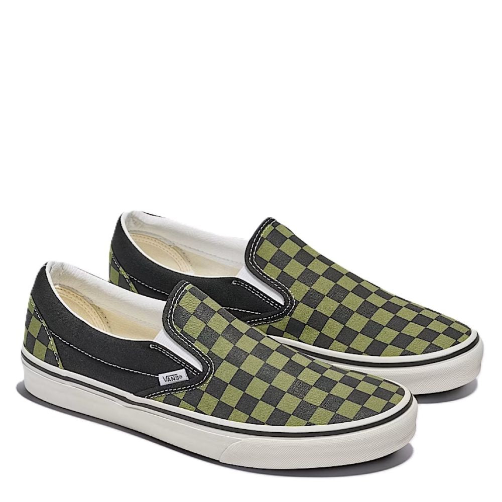 Vans Checkerboard Classic Slip-On in Black/Loden Green