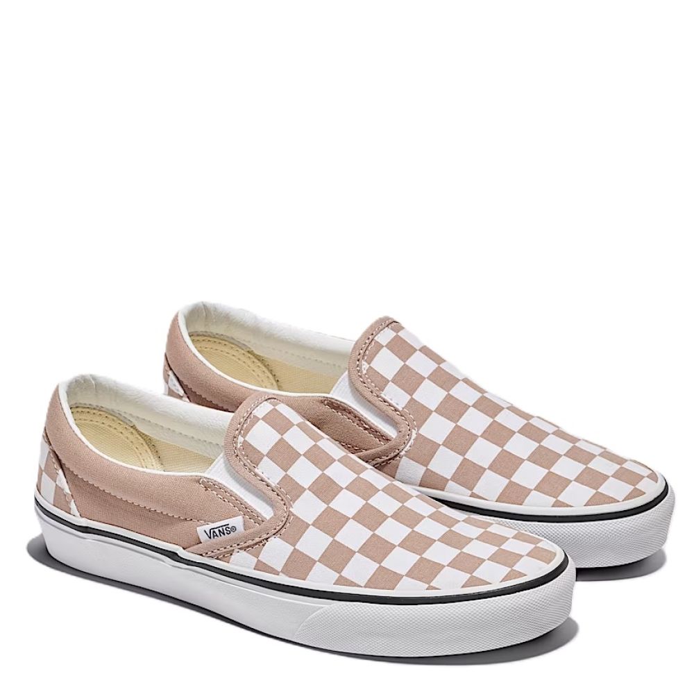 Vans Checkerboard Classic Slip-On in Warm Taupe Brown/White