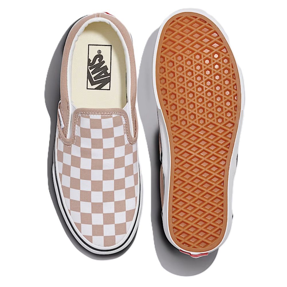 Vans Checkerboard Classic Slip-On in Warm Taupe Brown/White