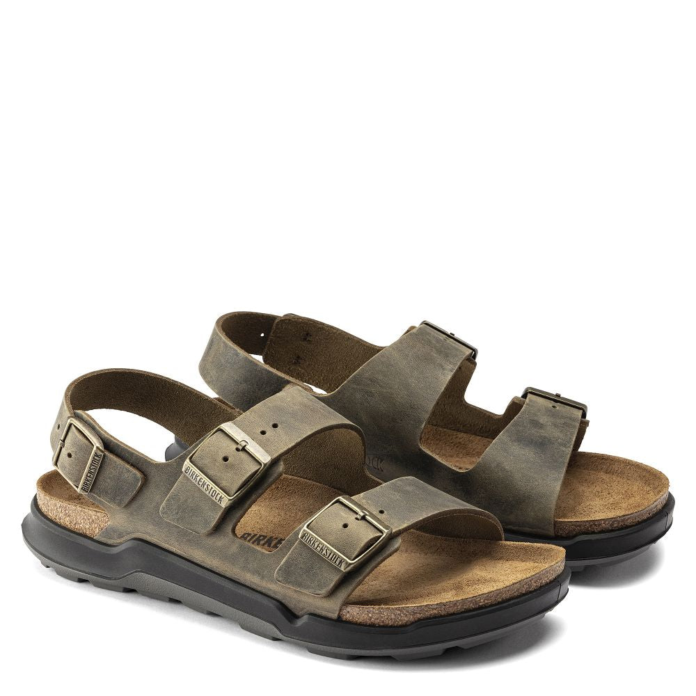 Birkenstock Men&#39;s Milano CT Oiled Leather in Faded Khaki